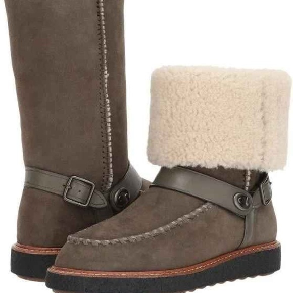 Coach Moto Genuine Shearling Boots size 8B - Picture 1 of 10